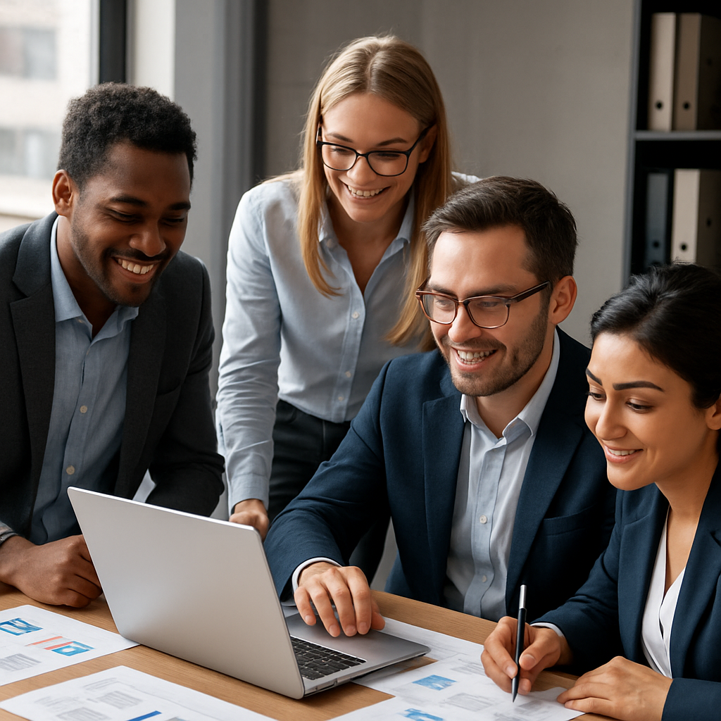 a hyper realistic image of a business team working together-1