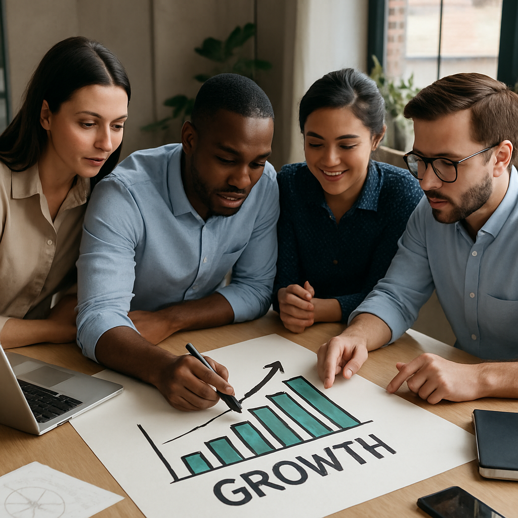 hyper realistic image of team at work working together to grow-1