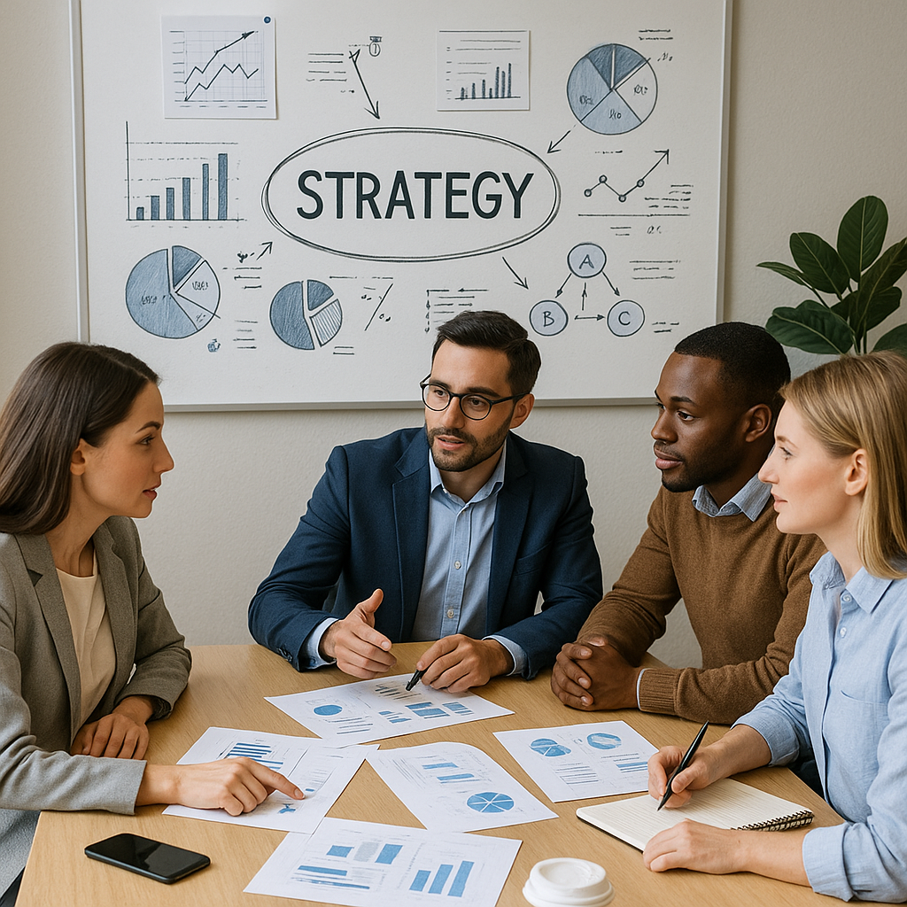 a business team working on strategy development