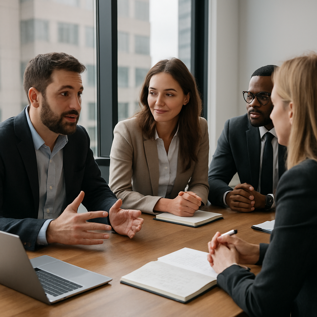 hyper realistic image of team having a business meeting