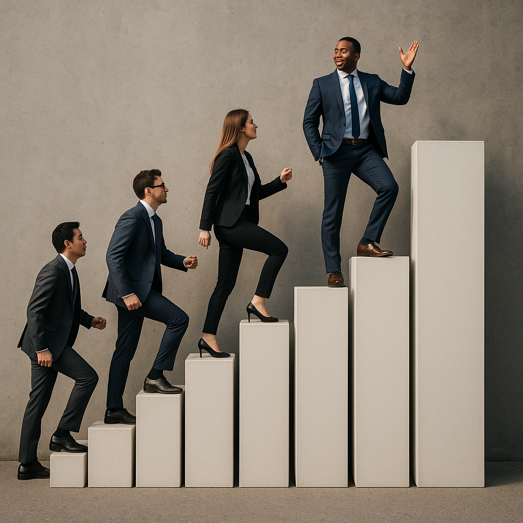hyper realistic image that portrays scaling a business with a team